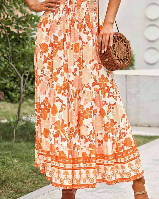 Floral Smocked Tiered Maxi Skirt