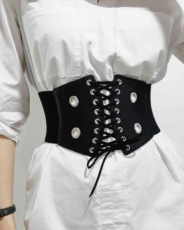 PU Leather Front Lace-Up Corset belt