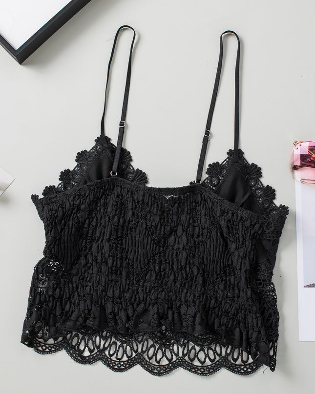 V-Neck Lace Cropped Cami