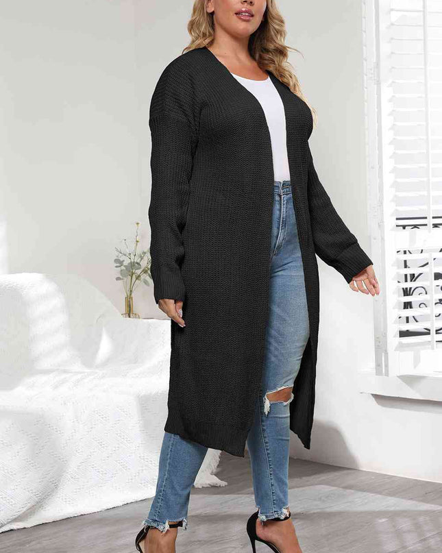 Plus Size Open Front Long Sleeve Cardigan