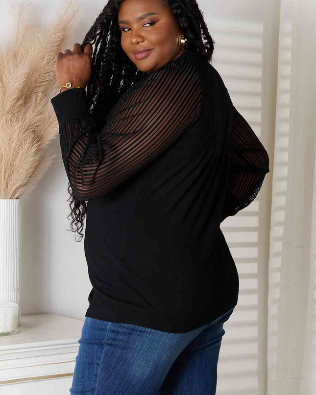 Double Take Round Neck Raglan Sleeve Blouse