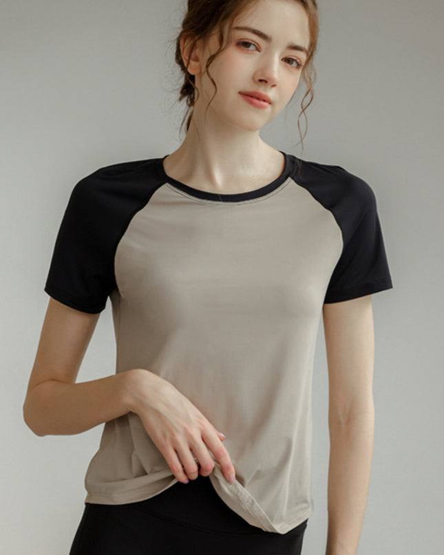 Round Neck Short Raglan Sleeve T-Shirt