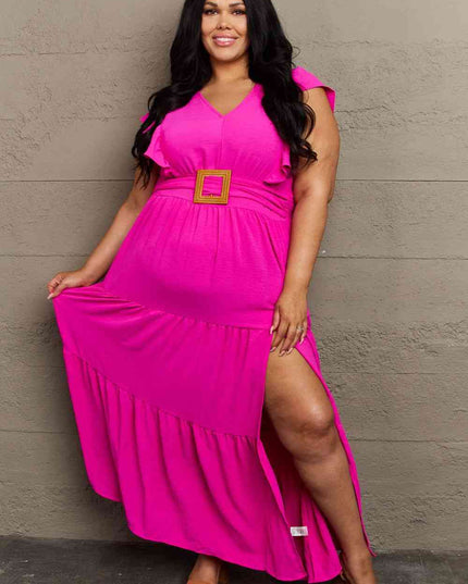 GeeGee Fancy Fizz Plus Size Tiered Side Slit Maxi Dress