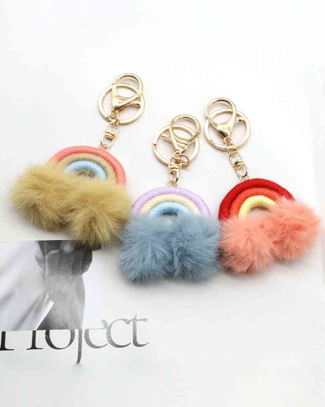 Assorted 4-Pack Rainbow Pom Pom Keychain