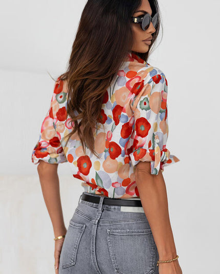 Floral Collared Neck Button Down Shirt