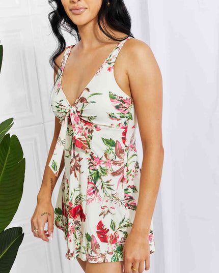 Marina West Swim Full Size Sail With Me V-Neck Swim Dress in Cream