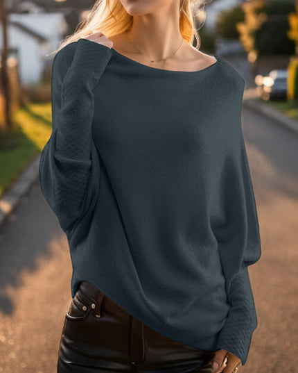 Texture Round Neck Long Sleeve Sweater