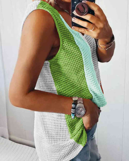 Color Block V-Neck Tank Top