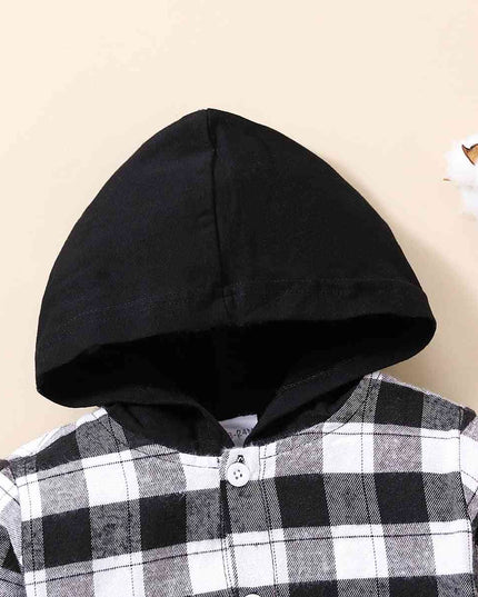 Plaid Button-Down Long Sleeve Hoodie