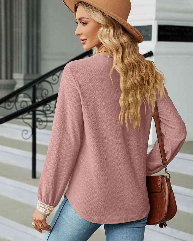 V-Neck Long Sleeve Blouse