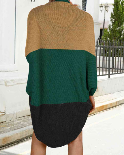Color Block Open Front Cardigan