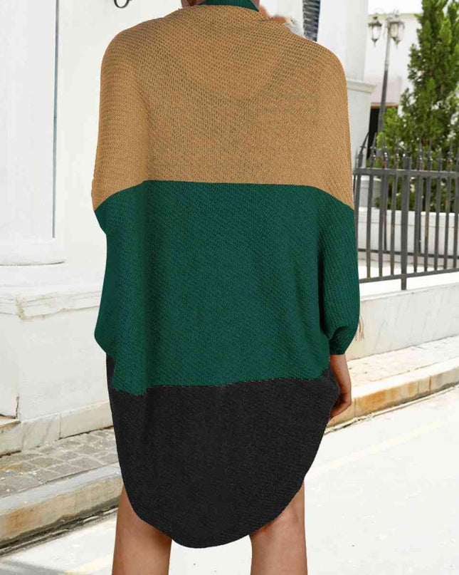 Color Block Open Front Cardigan