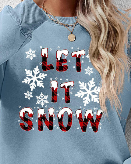 LET IT SNOW Round Neck Long Sleeve Sweatshirt