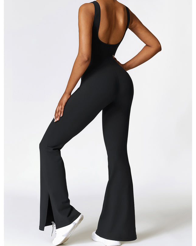 Wide Strap Bootcut Slit Active Jumpsuit