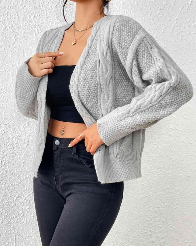 Cable-Knit Open Front Cardigan
