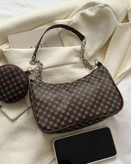 Printed Shoulder Bag and Round Wallet