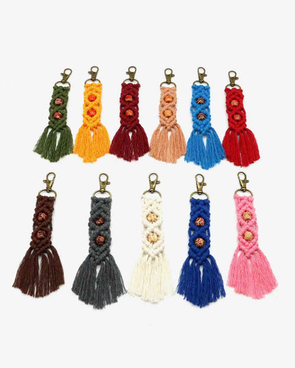 Assorted 4-Pack Handmade Macrame Fringe Keychain