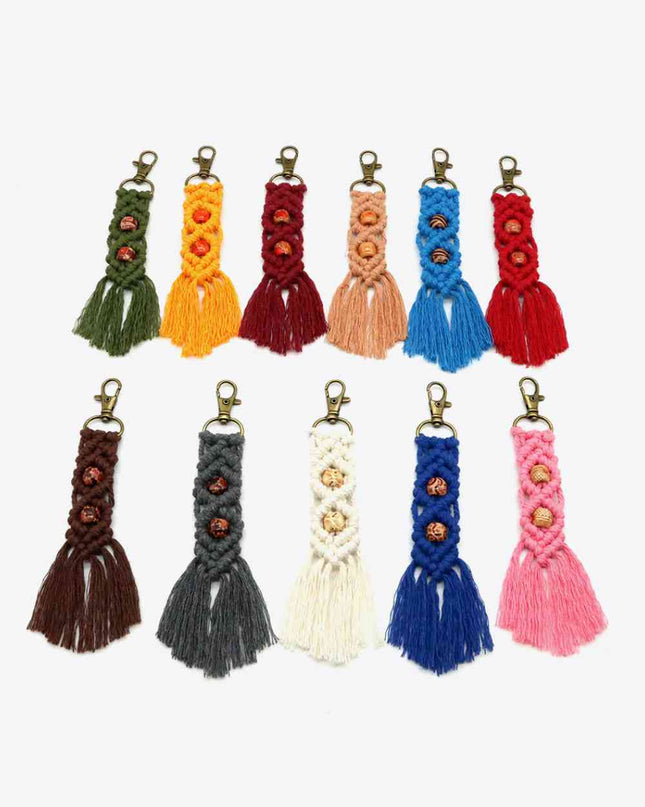 Assorted 4-Pack Handmade Macrame Fringe Keychain