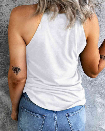 Round Neck Dancing Pumpkin Head Skeleton Graphic Tank
