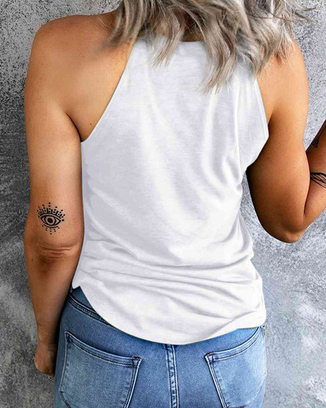 Round Neck Dancing Pumpkin Head Skeleton Graphic Tank