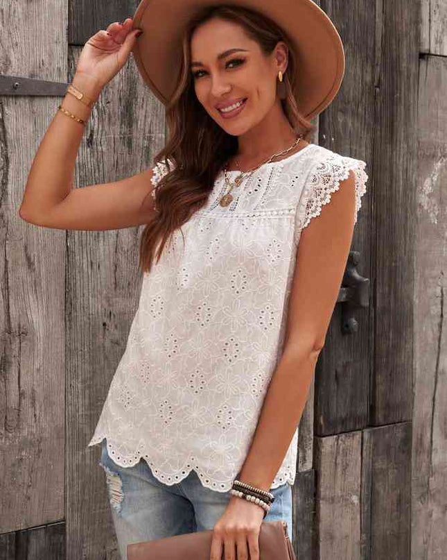 Sleeveless Eyelet Tank Top