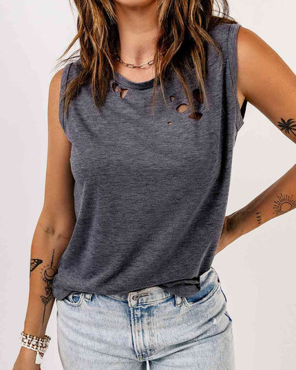 Distressed Round Neck Tank