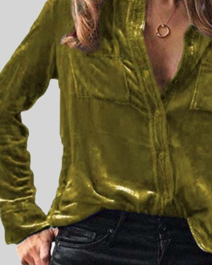 Button Up Collared Shirt with Breast Pockets