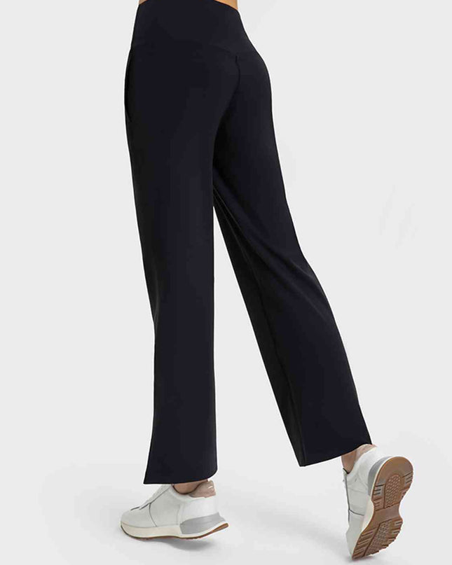 Wide Leg Slit Sport Pants with Pockets