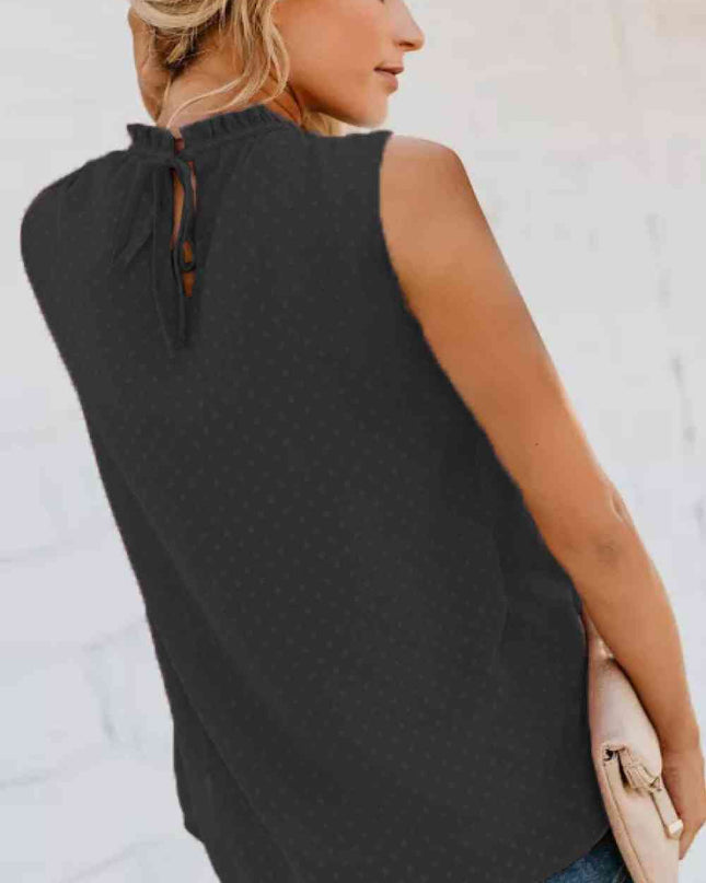 Smocked Tie Back Frill Trim Tank