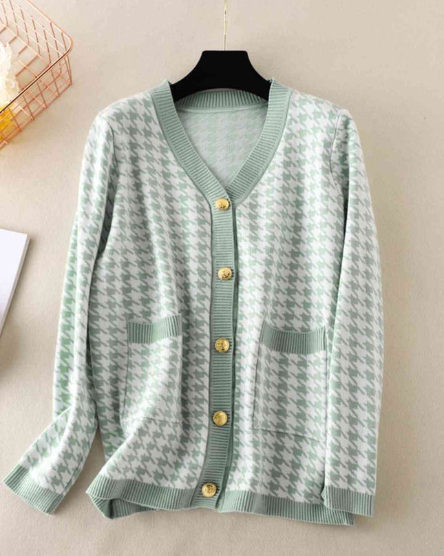 Houndstooth Button Down Cardigan