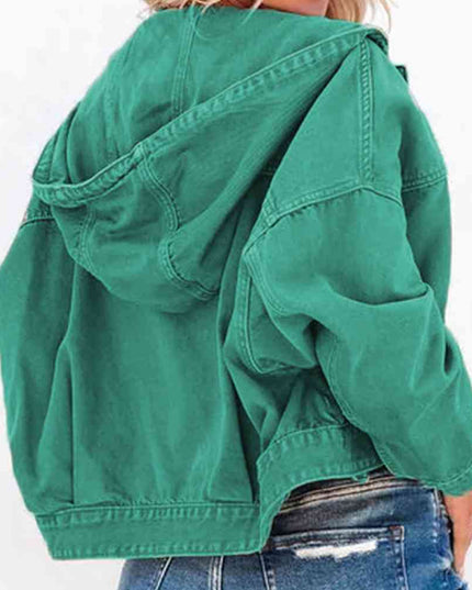 Hooded Dropped Shoulder Denim Jacket