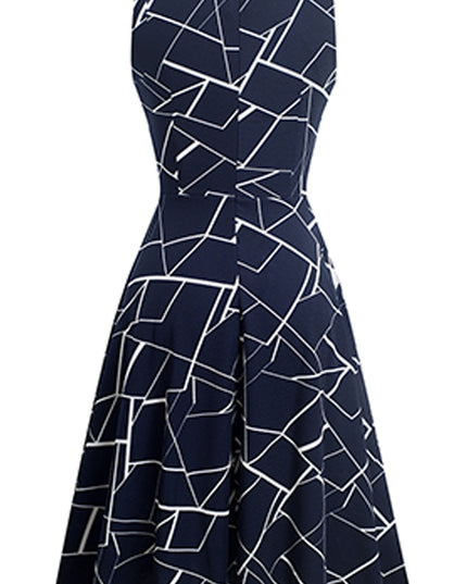 Printed Smocked Waist Sleeveless Dress