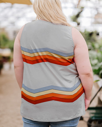 Plus Size Printed V-Neck Tank