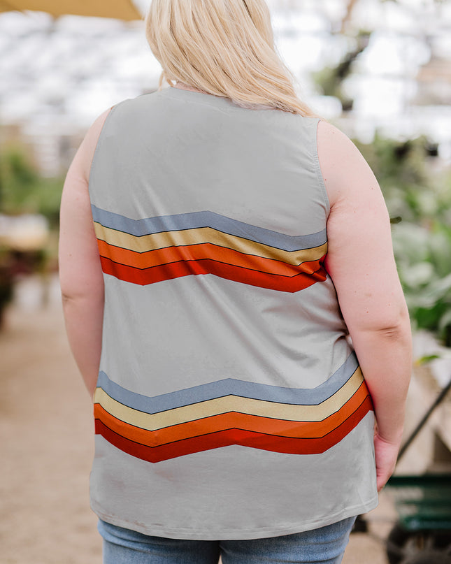 Plus Size Printed V-Neck Tank