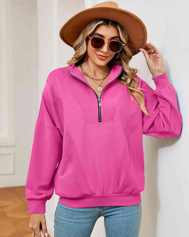 Half-Zip Dropped Shoulder Sweatshirt