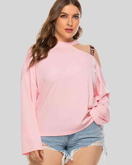 Plus Size Cold-Shoulder Round Neck Blouse