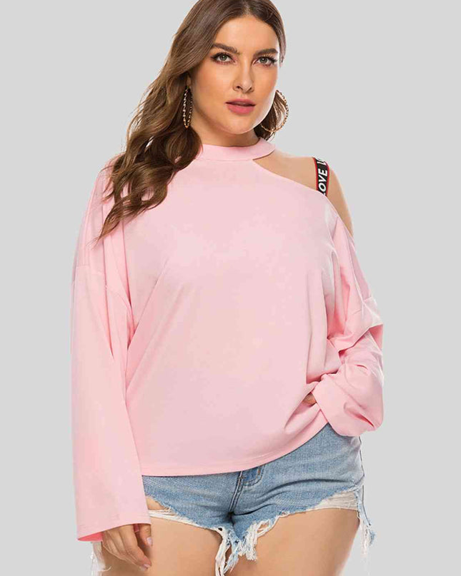 Plus Size Cold-Shoulder Round Neck Blouse
