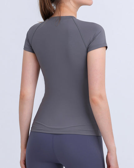 Round Neck Short Sleeve Active Top