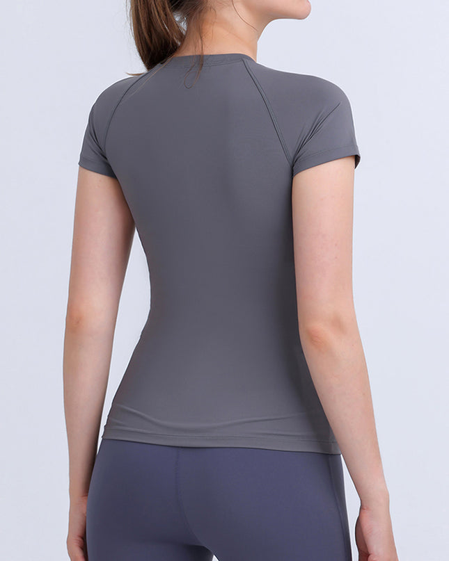 Round Neck Short Sleeve Active Top