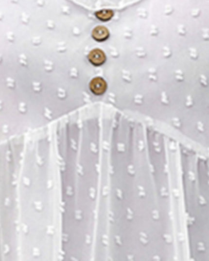 Swiss Dot Buttoned V-Neck Tank