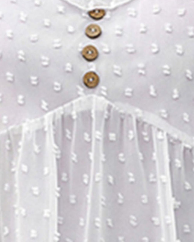 Swiss Dot Buttoned V-Neck Tank