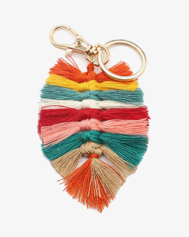 Assorted 4-Pack Leaf Shape Fringe Keychain