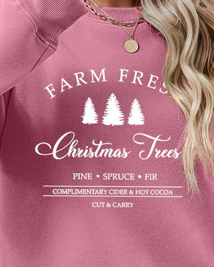 Graphic Round Neck Dropped Shoulder Sweatshirt