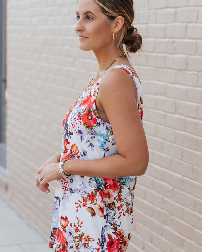 Floral Round Neck Tank