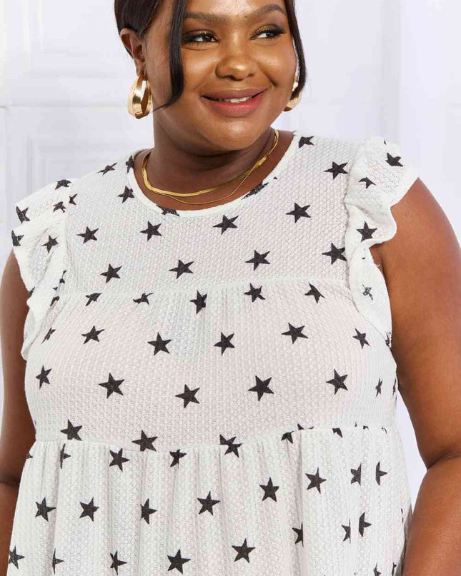 Heimish Shine Bright Full Size Butterfly Sleeve Star Print Top