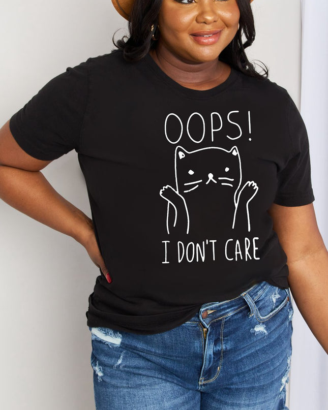 Simply Love Full Size OOPS I DON’T CARE Graphic Cotton Tee