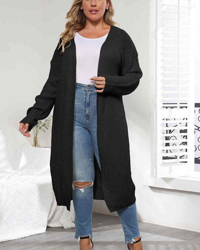 Plus Size Open Front Long Sleeve Cardigan