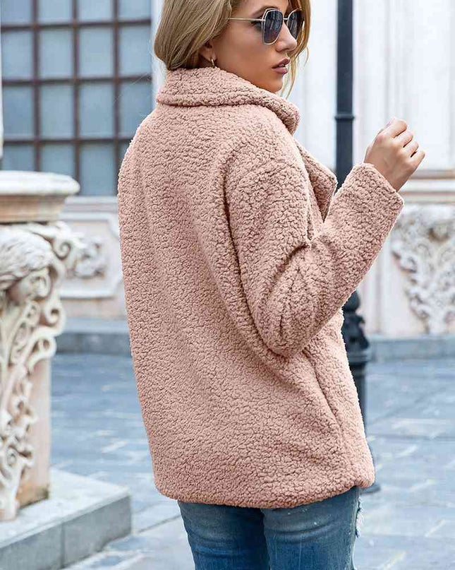 Full Size Lapel Collar Sherpa Coat