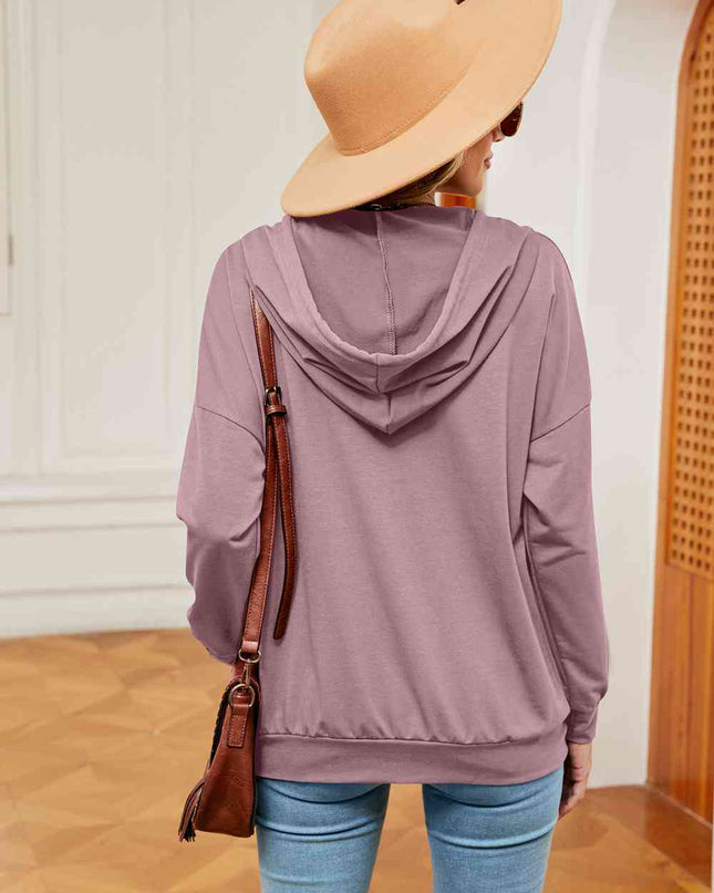 Quarter-Snap Drawstring Hoodie