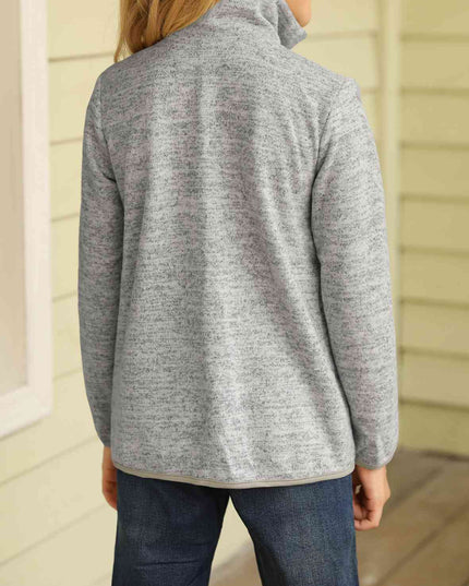 Kids Quarter-Zip Collar Sweatshirt with Kangaroo Pocket